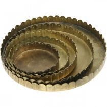 Artículo Placas de metal para decorar, decoración de mesa, portavelas redondo aspecto antiguo dorado Ø7,5/10/12/15/18cm H2cm juego de 5