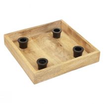 Artículo Bandeja para velas bandeja de madera portavelas de palo natural 24,5cm