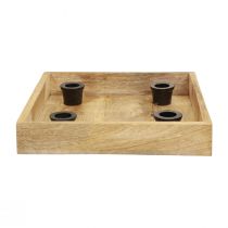 Artículo Bandeja para velas bandeja de madera portavelas de palo natural 24,5cm
