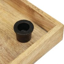 Artículo Bandeja para velas bandeja de madera portavelas de palo natural 24,5cm