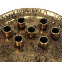 Portavelas de metal vintage dorado con plato para velas Ø30cm