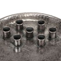 Artículo Portavelas de metal vintage plateado con plato para velas Ø30cm