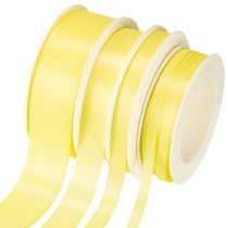 Artículo Cinta de tafetán para regalo, color amarillo claro, varios tamaños, 50 m