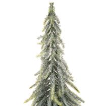 Artículo Abeto artificial, escarchado, árbol decorativo sobre una base de madera para decoración invernal y navideña, 75 cm.