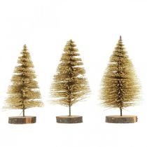 Artículo Mini abetos decoración de mesa oro decoración navideña H7cm 6pcs