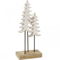 Adorno navideño madera de abeto blanco sobre base H28cm