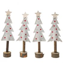Artículo Decoración para árbol de Navidad fieltro estrella corazón beige rojo Al. 21 cm 4 piezas
