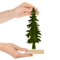 Artículo Árbol de Navidad decorativo sobre soporte de madera, 26 cm.