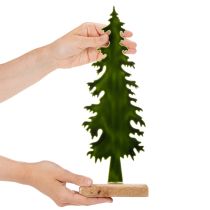 Artículo Figura decorativa de árbol de Navidad con base de madera, 36 cm.