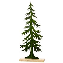 Artículo Figura decorativa de árbol de Navidad, verde, sobre base de madera, 60 cm.