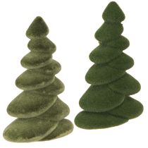 Artículo Decoración de mesa para árbol de Navidad con abetos flocados verdes de 16,5 cm, 4 piezas