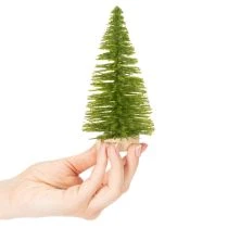 Artículo Árbol de Navidad artificial con base de madera, pequeño, 16 cm, 6 piezas
