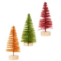 Artículo Árbol de Navidad artificial con base de madera, pequeño, 16 cm, 6 piezas
