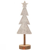 Artículo Árbol de Navidad de fieltro decorado con corazones gris rojo 28cm 4 piezas