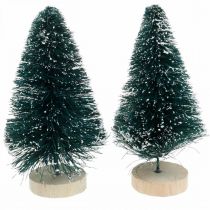 Artículo Mini abeto nevado, decoración de invierno, árbol de Navidad H9.5cm Ø5cm 2pcs