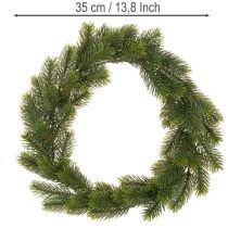 Artículo Corona artificial de abeto verde para decoración de puertas, 35 cm.
