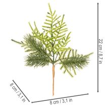 Artículo Rama de abeto artificial para decoración festiva, 22 cm, 2 unidades