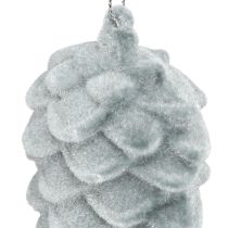 Artículo Piñas decorativas flocadas grises 11,5cm 6 uds