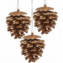 Artículo Adornos para árboles de navidad deco conos brillo cobre H7cm 6pcs