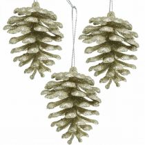 Artículo Adornos para árboles de navidad deco conos brillo champán H7cm 6pcs