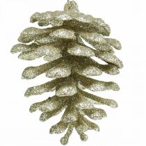 Artículo Adornos para árboles de navidad deco conos brillo champán H7cm 6pcs