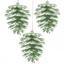 Artículo Adornos para árboles de navidad deco conos brillo menta H7cm 6pcs