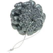 Artículo Adornos para árboles de Navidad conos decorativos brillo antracita H7cm 6 piezas