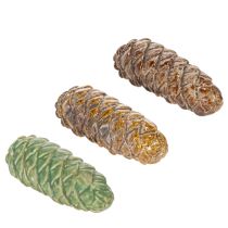 Artículo Adorno de piña de cerámica, decoración de mesa, otoño, 14 cm, 3 piezas