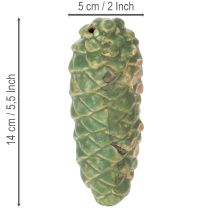 Artículo Adorno de piña de cerámica, decoración de mesa, otoño, 14 cm, 3 piezas