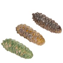 Artículo Adorno de piña de cerámica, decoración de mesa, otoño, 14 cm, 3 piezas