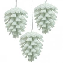Piñas decorativas conos para colgar blanco 7cm 6uds