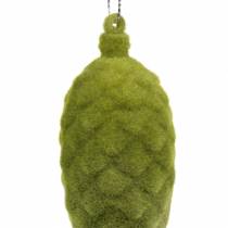 Artículo Conos decorativos flocados verde musgo 9.5cm / 8cm 12pcs