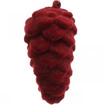 Artículo Conos decorativos flocados, decoración otoñal, piñas rojas, Adviento Al8.5cm Ø4.5cm 8ud