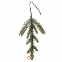 Artículo Rama de abeto artificial con mini adornos navideños blancos, 46 cm, 2 unidades.