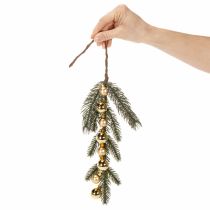 Artículo Rama de abeto artificial con mini adornos navideños dorados, 46 cm, 2 unidades.