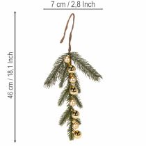 Artículo Rama de abeto artificial con mini adornos navideños dorados, 46 cm, 2 unidades.