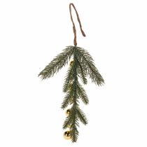 Artículo Rama de abeto artificial con mini adornos navideños dorados, 46 cm, 2 unidades.