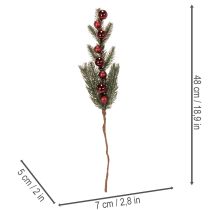 Artículo Rama de abeto artificial con adornos navideños, 48 cm, 2 unidades.