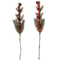 Artículo Rama de abeto artificial con adornos navideños, 48 cm, 2 unidades.