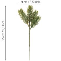 Artículo Rama artificial de abeto verde para decoración invernal, 25 cm, 24 unidades.