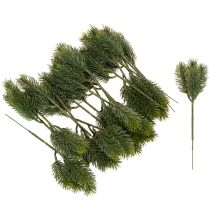 Artículo Rama artificial de abeto verde para decoración invernal, 25 cm, 24 unidades.