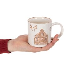 Artículo Taza de cerámica con motivo de casa y relieve, 9 cm.