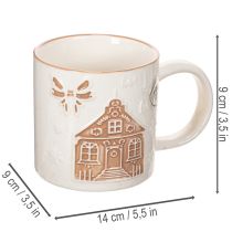 Artículo Taza de cerámica con motivo de casa y relieve, 9 cm.