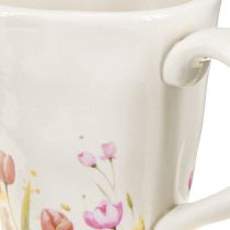 Artículo Maceta de cerámica con motivo floral para una decoración primaveral nostálgica, para amantes de las plantas, 10,5 cm.