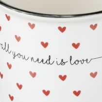 Artículo Taza con corazones taza de cerámica blanca roja Ø9cm H9cm