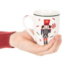Artículo Taza navideña con motivo de cascanueces y bastón de caramelo, 10 cm, 2 unidades