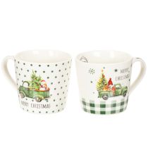Artículo Taza de café Feliz Navidad con motivo de coche navideño, taza de cerámica de 10 cm, 2 unidades
