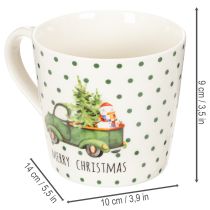Artículo Taza de café Feliz Navidad con motivo de coche navideño, taza de cerámica de 10 cm, 2 unidades