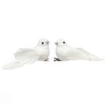 Artículo Par de palomas con clip decoración de boda palomas decorativas 10cm 2 piezas