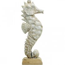 Artículo Caballito de mar Deco Madera blanca Decoración marinera Figura decorativa H38cm